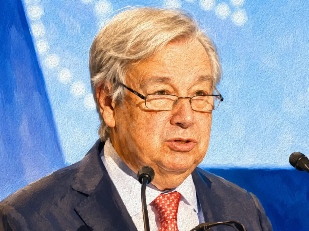 António Guterres discursa na sessão de abertura do Diálogo Global sobre Governança da IA - remix